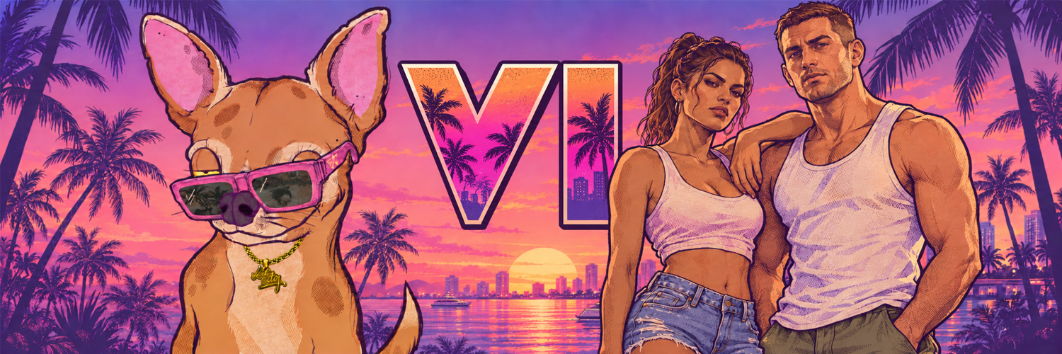 Chico with Lucia and Jason on the Vice City waterfront at sunset